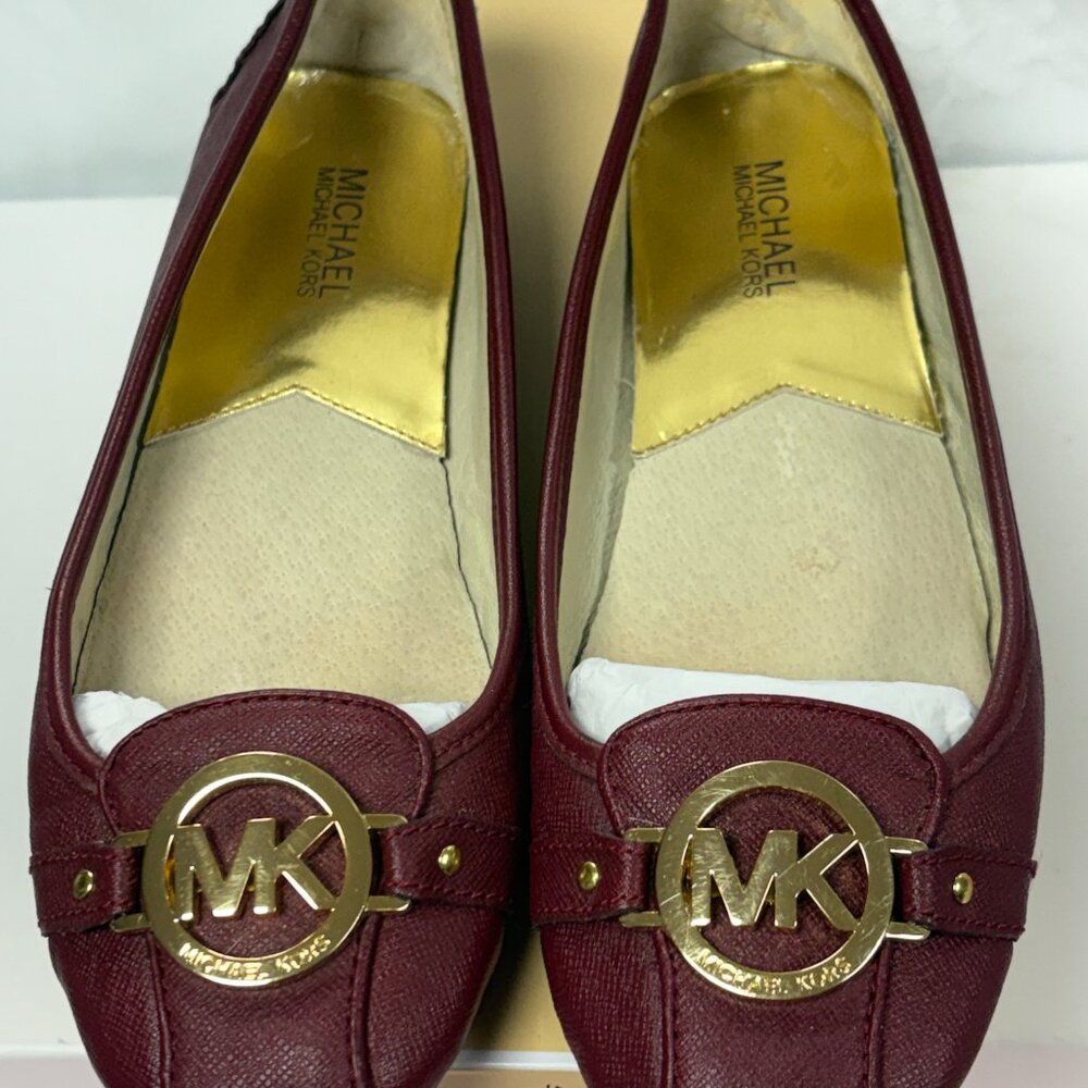 $165-NEW-Women- Michael Kors-Cinnabar leather Flat 40T2Fufr1l- shoes.Sz-10M.